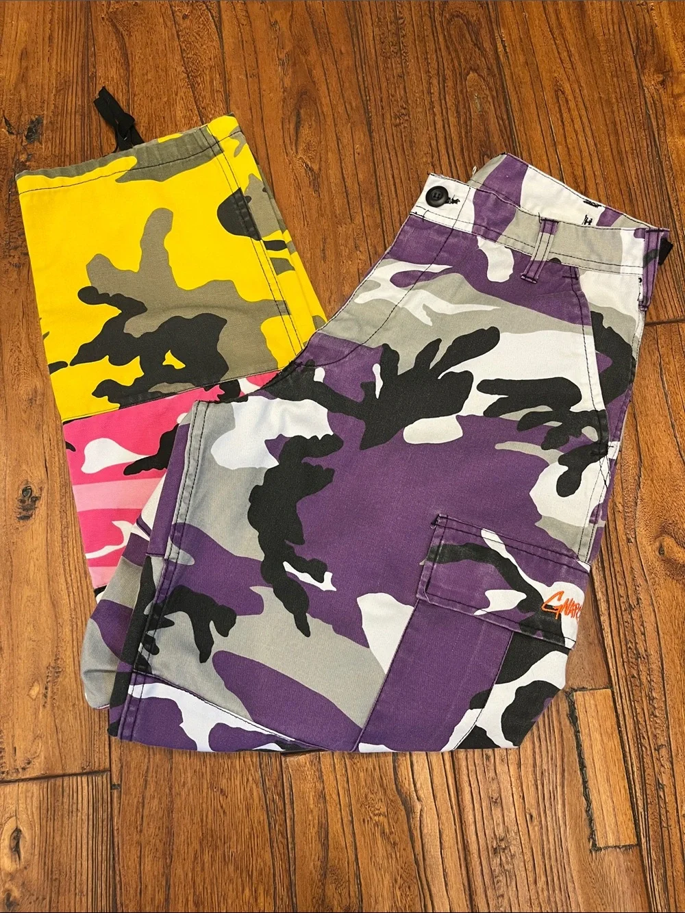 Gnarcotic “ Four Loko” Camo Cargo Pants Sz 28-31 Adjustable -Unisex Streetwear
